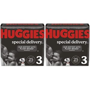 hypoallergenic baby diapers size 3 (16-28 lbs), huggies special delivery, fragrance free, safe for sensitive skin, 25 ct (pack of 2)