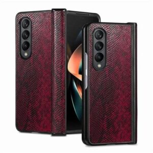 python skin pattern case for samsung galaxy z fold 3, hinged protection case compatible with wireless charging, shockproof anti-scratch protective cover case for samsung galaxy z fold 3(red)