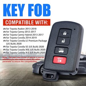 Keymall Keyless Entry Smart Prox Remote Key Fob Replacement for Toyota Avalon Camry Corolla 2013-2018 4 Buttons(281451-0020 G Board FCC ID:HYQ14FBA PN:89904-06140)