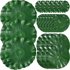 jutom 24 pieces 4 sizes artificial floating foam lotus leaves water lily pads ornaments artificial foliage pond decor for patio fish pond pool aquarium home garden wedding party decoration