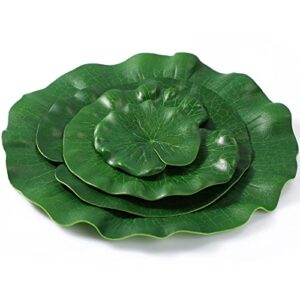 Jutom 24 Pieces 4 Sizes Artificial Floating Foam Lotus Leaves Water Lily Pads Ornaments Artificial Foliage Pond Decor for Patio Fish Pond Pool Aquarium Home Garden Wedding Party Decoration