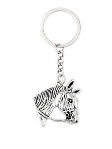 haquil vintage horse head keychain, horse lover equestrian western keychain, door car key chain ring tag horse charms, equestrian animal keychain