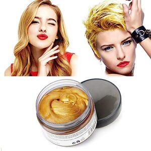 gold temporary hair wax color,natural hairstyle wax for men and women party cosplay ,temporary hair color dye for girls kids (gold)