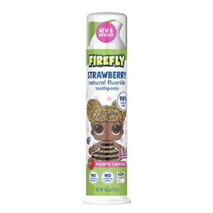 firefly kids' anti-cavity natural fluoride toothpaste, l.o.l. surprise!, ada accepted, strawberry flavor, 4.2 ounce