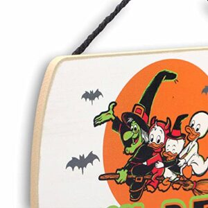 Disney 100th Anniversary Trick or Treat Halloween Hanging Wood Wall Decor - Spooky Halloween Sign Featuring Huey, Dewey and Louie