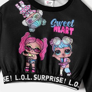 L.O.L. Surprise! Girls Clothes Crop Top and Pant Long Sleeve Doll Print Tie dye Sweatshirt Leggings Girls Outfits Sets 2Pcs Black 6-7 Years