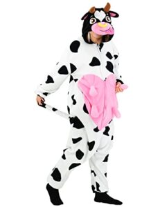 vavalad cow onesie adult unisex adult animal onesie animal cosplay polar fleece halloween costume for men women