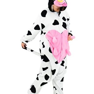 vavalad Cow Onesie Adult Unisex Adult Animal Onesie Animal Cosplay Polar Fleece Halloween Costume For Men Women