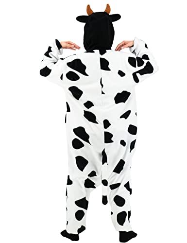 vavalad Cow Onesie Adult Unisex Adult Animal Onesie Animal Cosplay Polar Fleece Halloween Costume For Men Women