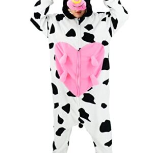 vavalad Cow Onesie Adult Unisex Adult Animal Onesie Animal Cosplay Polar Fleece Halloween Costume For Men Women