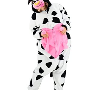 vavalad Cow Onesie Adult Unisex Adult Animal Onesie Animal Cosplay Polar Fleece Halloween Costume For Men Women