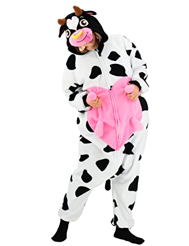 vavalad Cow Onesie Adult Unisex Adult Animal Onesie Animal Cosplay Polar Fleece Halloween Costume For Men Women