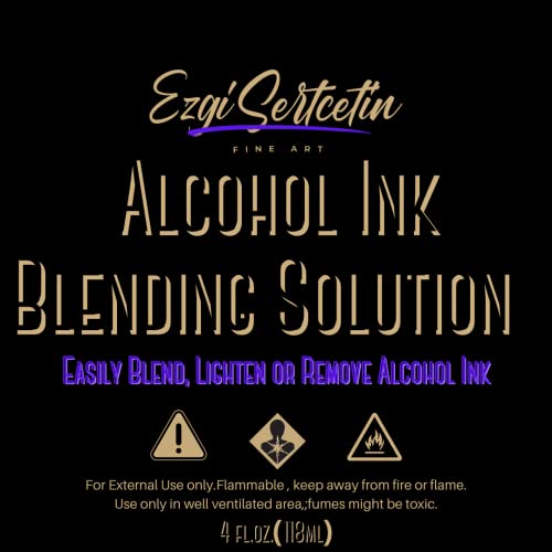 Premium Alcohol Ink Blending Solution|Alcohol Based Dye Paint Blending Mixing Solution to Lighten, Blend, Dilute, Re-Wet, Remove or Lift Ink |4 oz by Volume | by Ezgi Sertcetin