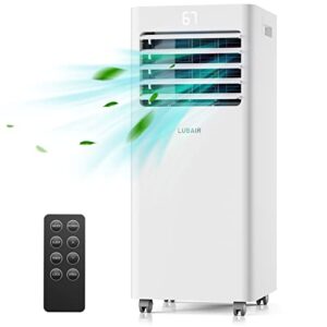 lubair 10,000 btu portable air conditioners, portable ac unit with remote control for room up to 400 sq.ft, 3-in-1 room air conditioner work as dehu & fan & cool with 24hrs timer include window kit