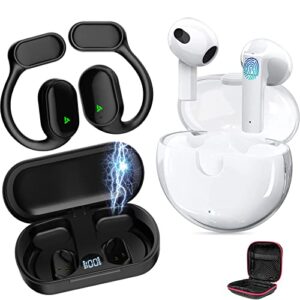 couple wireless earbuds open ear bluetooth headphone for iphone 14 pro max 13 samsung galaxy z fold 4 s23 s22 ultra s20 s21 oneplus google bluetooth 5.3 stereo sound noise-canceling earphones with mic