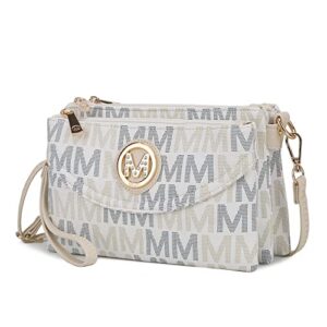 mkf crossbody bag for women – adjustable shoulder strap – pu leather small wristlet purse, triple compartment handbag
