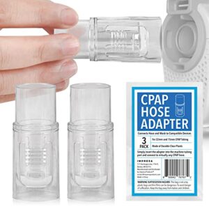 [3 pack] impresa hose adapter for resmed airmini cpap machine fits virtually any cpap mask - impresa adapter for airmini cpap accessories only - impresa connector for resmed airmini mask