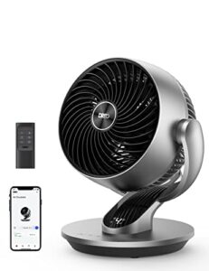 dreo smart table fans for bedroom, 120°+90° oscillating fans with remote/voice/wifi/alexa control, powerful 70 ft air circulator fan, 4 speeds, 5 modes, 12h timer, 9 inch quiet fan for office, home