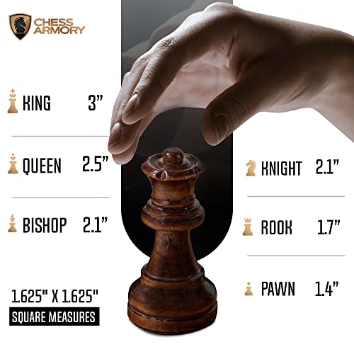 Chess Armory Premium Checkers and Chess Set - Wooden Board Game with a Portable Wood Case and Secure Storage for Pieces, Set for Kids and Adults (Sapele Wood)