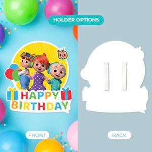 CoComelon JJ and His Brothers Happy Birthday Sign in PVC - EGD X CoComelon Series - PVC Birthday Supplies - Support with Double-Sided Tape - Multiple Size Options (EGDCOCO026) (Wide 10"x 11" Height)