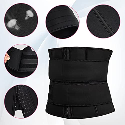 Jueachy Waist Trainer Belt Women Soft Waist Trimmer Sweat Stomach Tummy Wrap Shaper Burning Sweatband Black