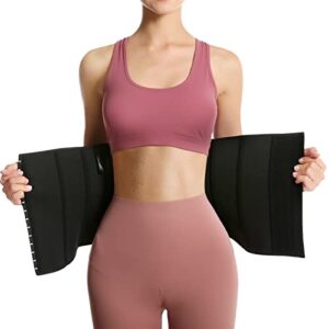 Jueachy Waist Trainer Belt Women Soft Waist Trimmer Sweat Stomach Tummy Wrap Shaper Burning Sweatband Black