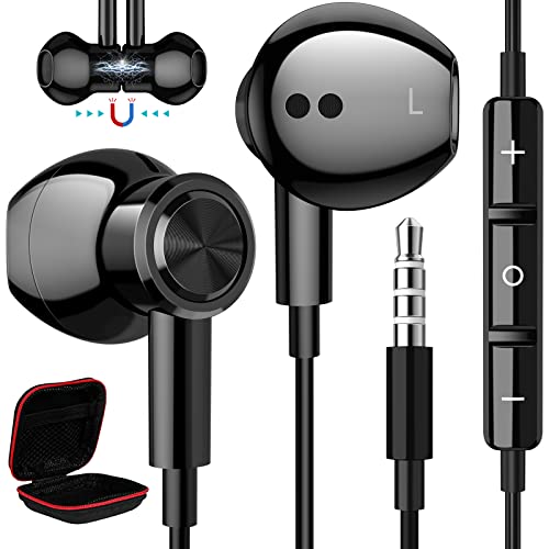 3.5mm Headphones Wired Earbuds with Microphone Noise Cancelling Earphone HiFi Stereo Clear Call Volume Control Semi In-Ear Ear Buds for Moto G Power G Pure Samsung A03s S10 A12 Nintendo Switch MP3 MP4