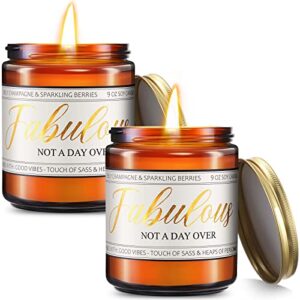 2 pack sweet scented soy candle birthday gifts for women not a day over fabulous soy candle 50 hour burn time 40th 50th 60th 70th gifts for mom sister wife aunt coworker