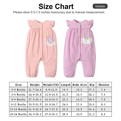 PATPAT Care Bears Baby Girl Romper Infant Newborn Girls Clothes Ruffle Sleeve Bodysuit One Piece Bubble Romper Jumpsuit Light Pink 18-24 Months