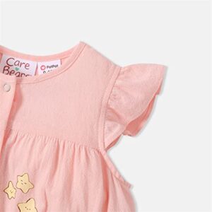 PATPAT Care Bears Baby Girl Romper Infant Newborn Girls Clothes Ruffle Sleeve Bodysuit One Piece Bubble Romper Jumpsuit Light Pink 18-24 Months