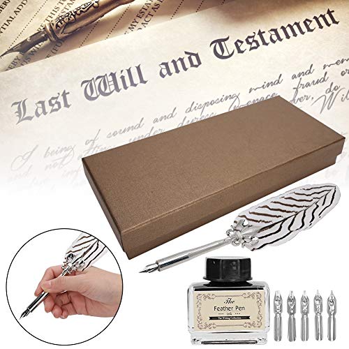 Tyenaza Quill Pen and Ink Set, Feather Pen Ink Set, Feather Calligraphy Pen Set, Valentine’s Day Gift for Writing Lovers Birthday Gift, Holiday Ideal Gift