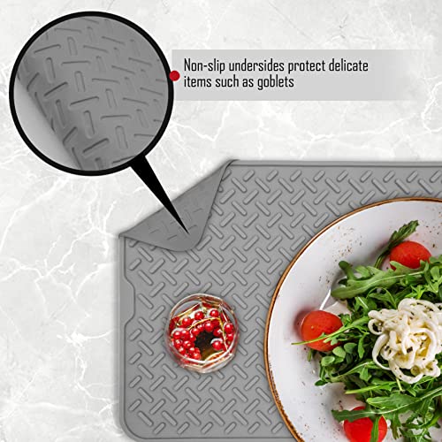 Liseternal Silicone Dish Drying Matt for Kitchen Counter,Bottle Drying Mat,Kitchen Counter Pad,Small Dish Drainer,Non-slip Coffee Mat,Heat Resistant Mat for Dining Table,12*12 inches.