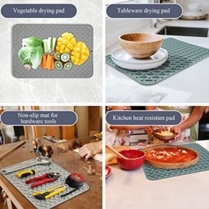 Liseternal Silicone Dish Drying Matt for Kitchen Counter,Bottle Drying Mat,Kitchen Counter Pad,Small Dish Drainer,Non-slip Coffee Mat,Heat Resistant Mat for Dining Table,12*12 inches.