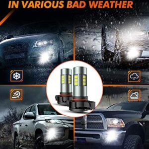 SEALIGHT 5202 Fog Lights Bulbs Bundle 9005 H11 LED Bulbs Combo, 240W 44000 Lumens H11/H9/H8 9005/HB3 LED Bulbs, 700% Brightness Over 60,000-Hours Lifespan, 3-Min Installation Halogen Replacement Kit