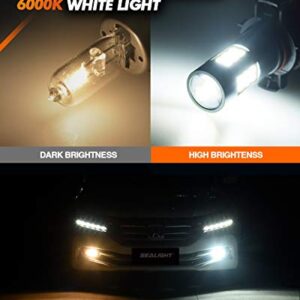 SEALIGHT 5202 Fog Lights Bulbs Bundle 9005 H11 LED Bulbs Combo, 240W 44000 Lumens H11/H9/H8 9005/HB3 LED Bulbs, 700% Brightness Over 60,000-Hours Lifespan, 3-Min Installation Halogen Replacement Kit