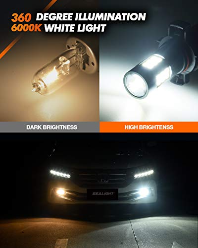 SEALIGHT 5202 Fog Lights Bulbs Bundle 9005 H11 LED Bulbs Combo, 240W 44000 Lumens H11/H9/H8 9005/HB3 LED Bulbs, 700% Brightness Over 60,000-Hours Lifespan, 3-Min Installation Halogen Replacement Kit