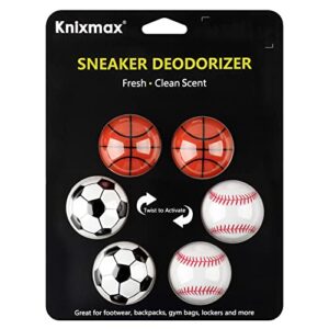 knixmax sneaker deodorizer balls, shoes gym bags lockers car air fresheners, sneaker odor eater balls shoe deodorizers 6 packs cologne soccer basketball baseball