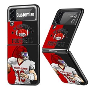 Custom Football Team Jersey Names & Numbers Phone Cases Trendy Design for Boy Men Be Legendry Cover Applicable to Samsung Galaxy Z Flip 3 4 (Kansas City)