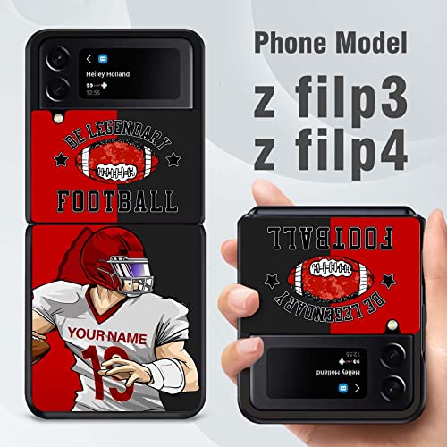 Custom Football Team Jersey Names & Numbers Phone Cases Trendy Design for Boy Men Be Legendry Cover Applicable to Samsung Galaxy Z Flip 3 4 (Kansas City)