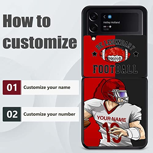 Custom Football Team Jersey Names & Numbers Phone Cases Trendy Design for Boy Men Be Legendry Cover Applicable to Samsung Galaxy Z Flip 3 4 (Kansas City)