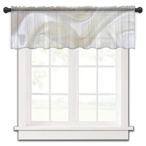 idowmat chiffon sheer kitchen valance for small windows - lightweight voile curtain valances for living room home decor short curtain gold white marble valance 1 panel 54"x18"