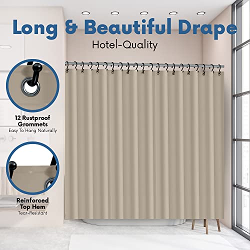 Premium Shower Curtain Liner, 72"W X 70"H - PVC-Free, 6G PEVA Shower Curtain with 12 Rust Proof Grommets And Magnet-weighted Bottom Hem - Moisture Stain Proof Shower Curtain Liner (Taupe)