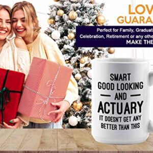 Flairy Land Actuary Coffee Mug 15oz White - Smart Good Looking Actuary - Actuaries Insurance Statiscian Accountant Analyst Auditor Data Scientist Bussiness Finance CPA