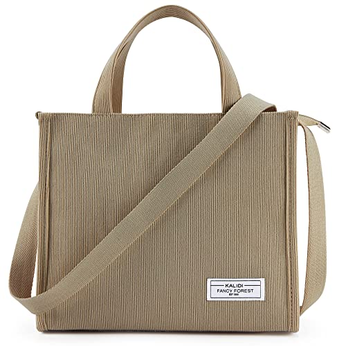 KALIDI Tote Bag Women Large Corduroy Bag with Zipper Fashion Corduroy Tote Handbag Purse Mini Hobo Crossbody Shoulder bag