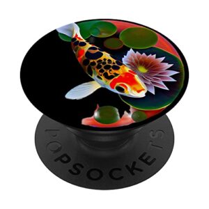 koi carp fish lilly pad flower japanese popsockets swappable popgrip