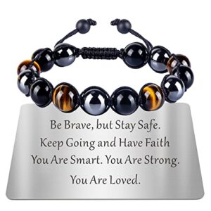 tagomei triple protection bracelet gifts for mens bracelet, tiger eye bracelet men black obsidian hematite 10mm handmade beaded bracelets for men women, natural crystal jewelry stone bracelets gifts