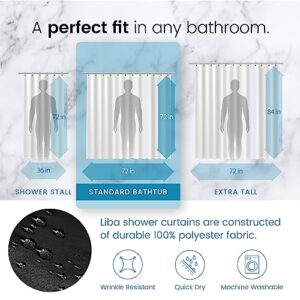 LiBa Black Shower Curtain, Heavy Duty Fabric Shower Curtain, Soft Cloth Shower Curtain, Hotel Quality with Magnets Shower Curtains for Bathroom, Machine Washable 72 x 72 Inches(Black)