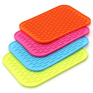 4 pcs silicone non-slip mat heat resistant table placemat kitchen sink dishes cup dry coaster