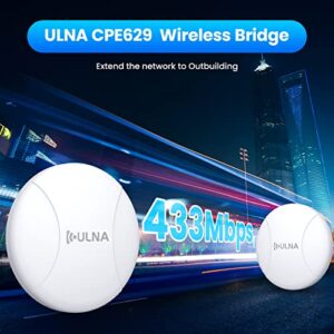 WiFi Bridge Point to Point Outdoor, Gigabit Wireless Bridge Kit Long Range High Speed 5.8G CPE629 | Ethernet Bridge IP65 Waterproof Preconfigured - PTP/PTMP 433Mbps 5KM/3.1Miles 24V POE 2 Packs