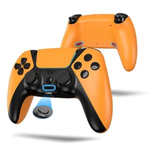 yu33 ymir controller for ps4 controller, elite control remote compatible with playstation 4 controller, steam gamepad for scuf ps4 controllers with 3d joystick/mapping/turbo/1200 mah battery orange